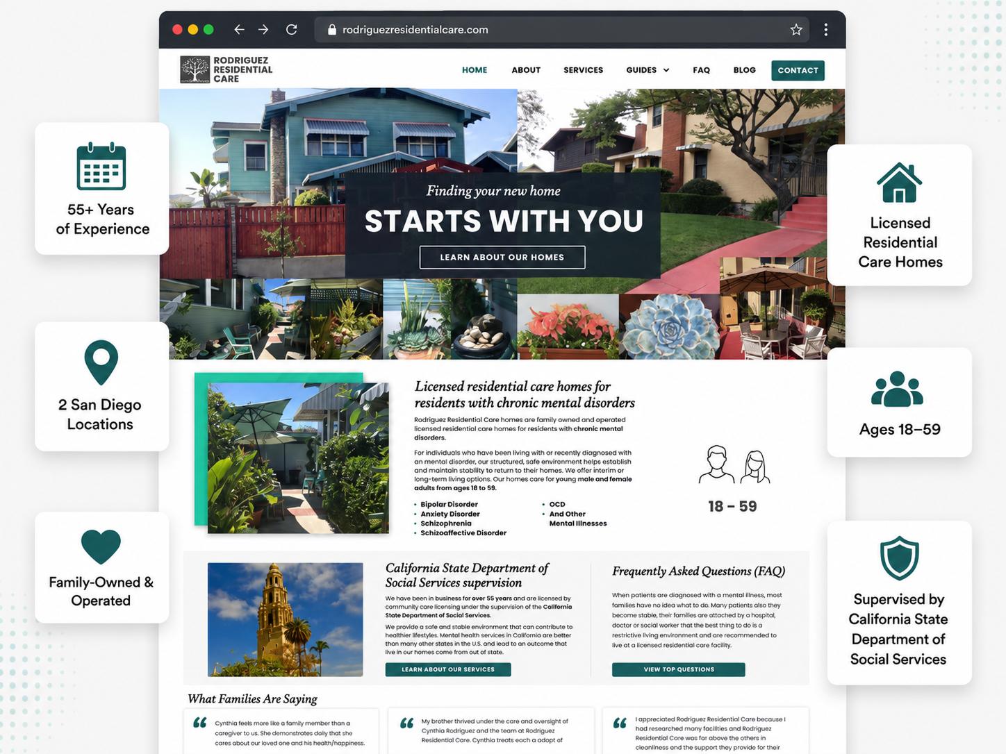 Rodriguez Residential Care website on laptop