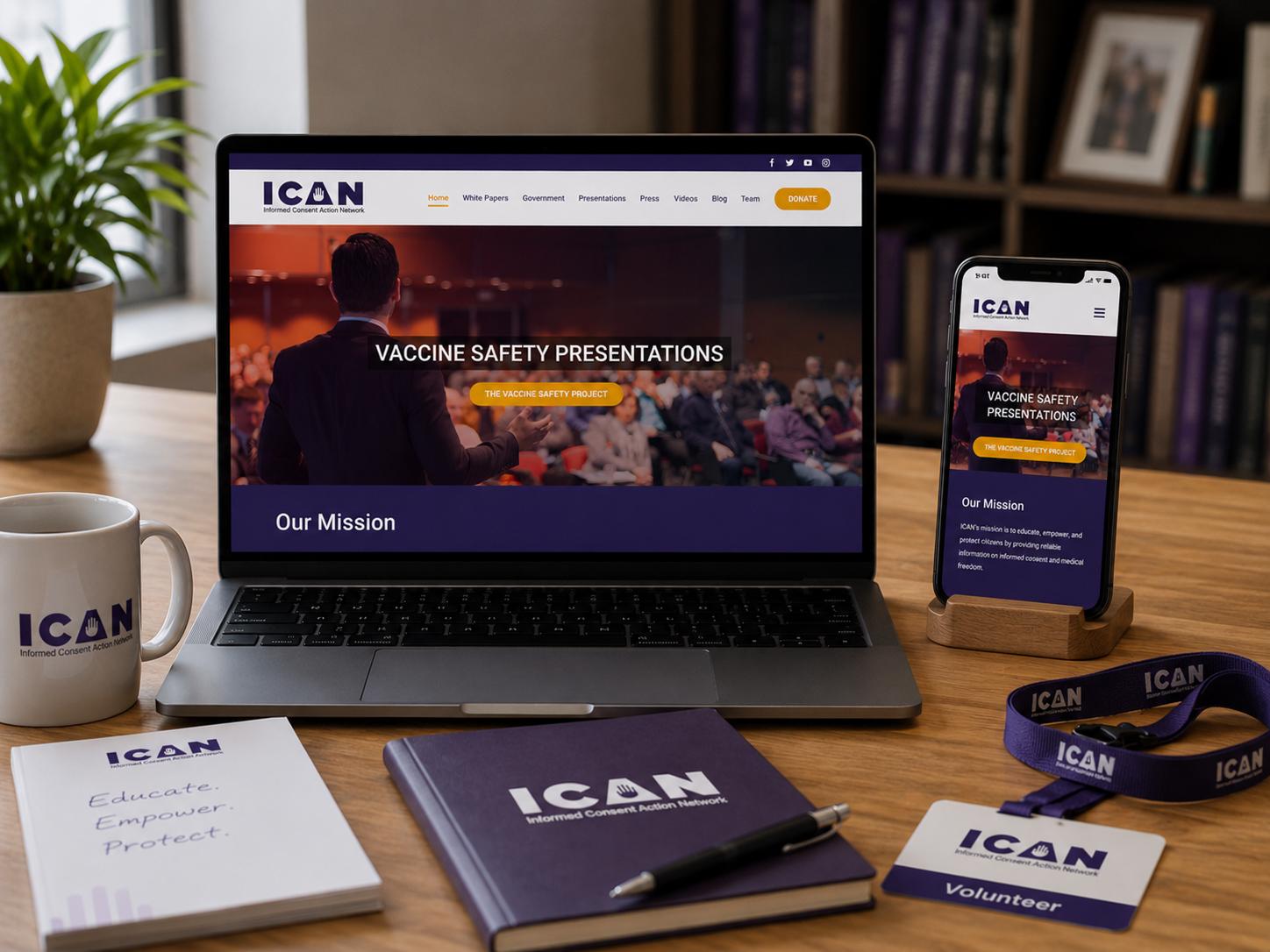 ICAN website on laptop and mobile