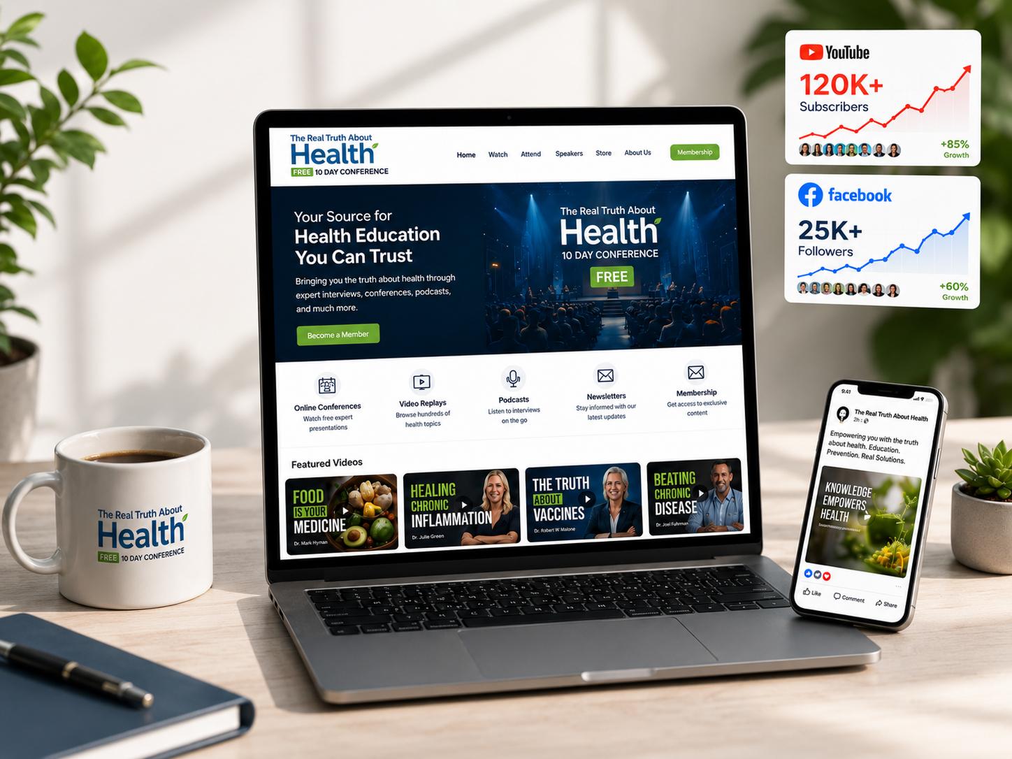 The Real Truth About Health website on laptop and mobile